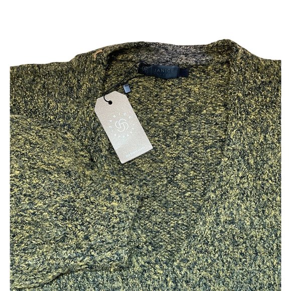 JANICE WOMENS KNITTED MUSTARD/GREEN CARDIGAN W/BISHOP SLEEVES /POCKETS - OS - Picture 3 of 6